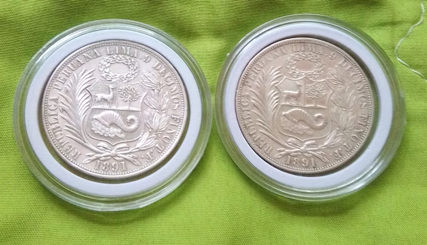 1891 LIBERTAD PERÚ MONEDAS PLATA SILVER REPÚBLICA PERUANA UN SOL MONEDAS ANTIGUAS  - Imagen 6