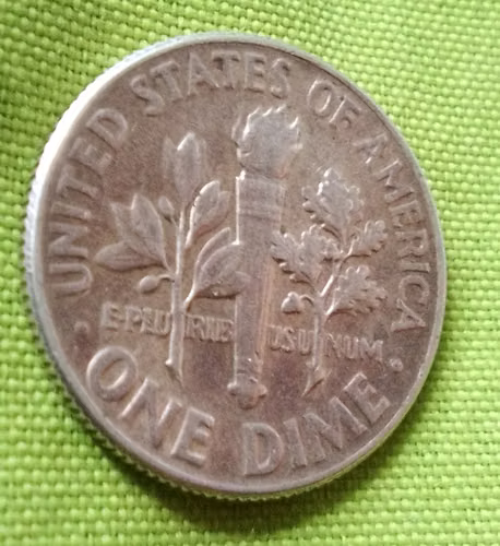 1964 LIBERTY ONE DIME USA PLATA 90% ROOSEVELT MONEDA ANTIGUA  - Imagen 4