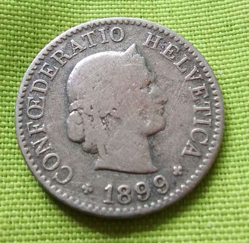 1899 SUIZA 5 RAPPEN Confederación HELVÉTICA MONEDA ANTIGUA  - Imagen 5