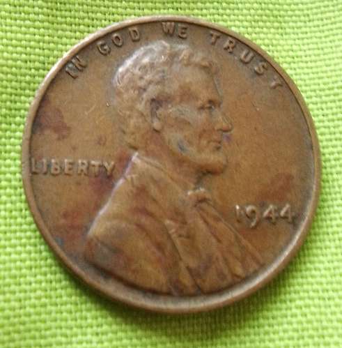 1944 TRIGO LINCOLN LIBERTY ONE CENT USA MONEDA ANTIGUA  - Imagen 5
