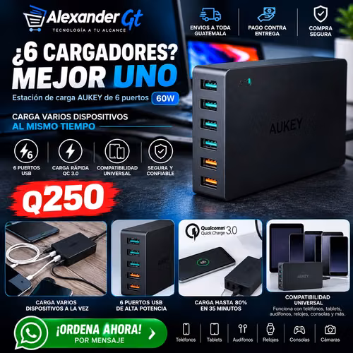 Cargador Aukey 6 puertos