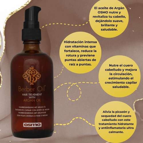 Aceite de Argán para el Cabello, OSMO Berber Oil Treatment, Nutrición Intensa 100 ml