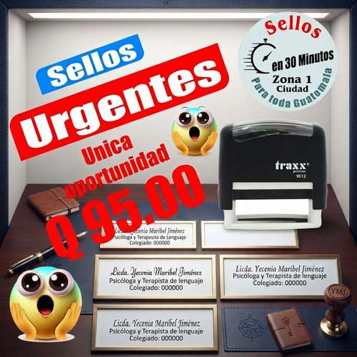 Sellos Urgentes desde Q 150.00 Servicios de Imprenta, Serigrafía, Diseño Gráfico