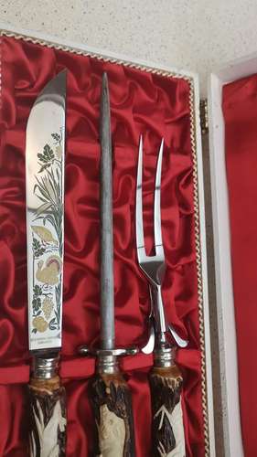 Carving set Juego de trinchar de Alemania con mangos de cuerno de ciervo - Imagen 5