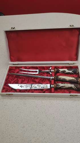 Carving set Juego de trinchar de Alemania con mangos de cuerno de ciervo