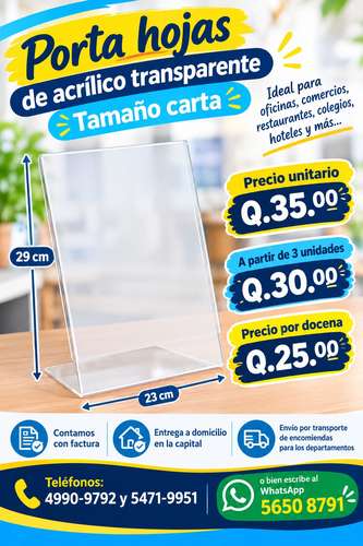 Habladores de acrílico transparente para escritorio