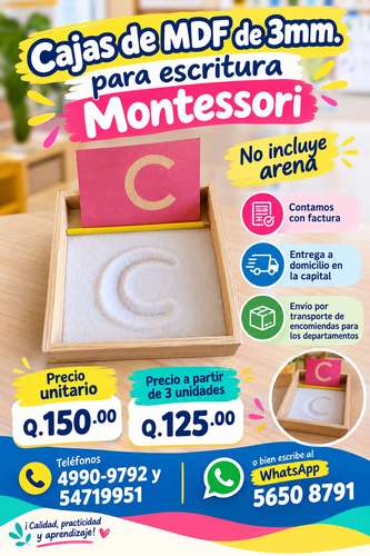 Cajas para caligrafía, escritura Montessori
