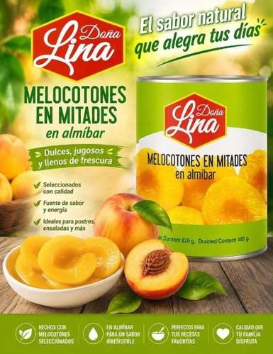 Melocotones en Almíbar 820 g (Caja de 12 unidades) - Imagen 1