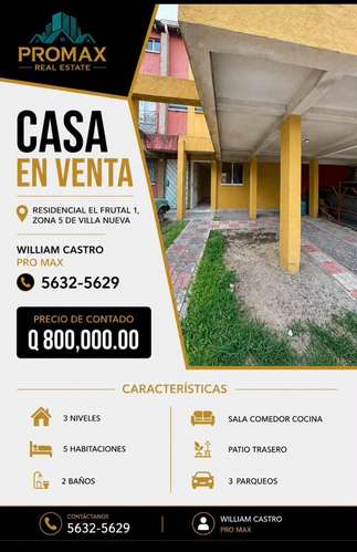 VENDO CASA GRANDE, condominio el Frutal 1 zona 5 de Villa Nueva