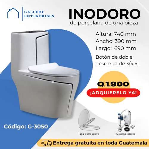Inodoro de porcelana blanco con linea negra