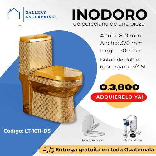 INODORO DORAO DE PORCELANA DE UNA PIEZA