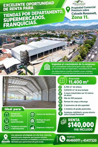 PROPIEDAD COMERCIAL EN RENTA EN EXCELETE UBICACION DE LA ZONA 11 CALZADA ROOSEVELT 