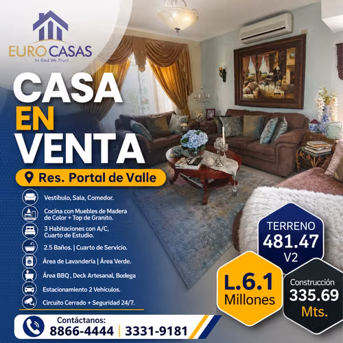 SE VENDE HERMOSA CASA EN RES. PORTAL DEL VALLE