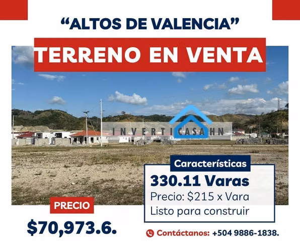 Se Vende Terreno en Altos de Valencia - San Pedro Sula