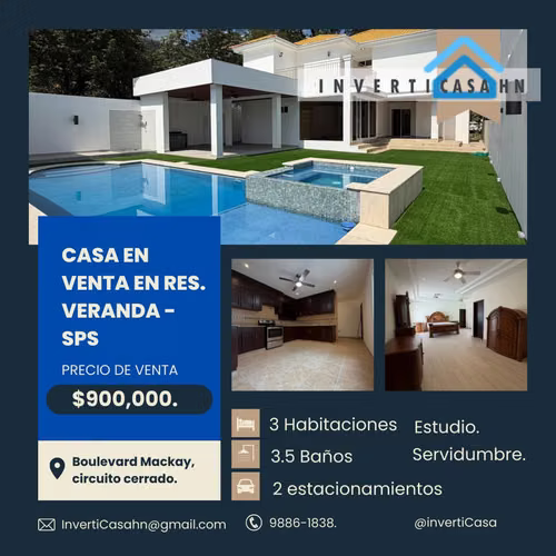 Se vende Hermosa Casa en Res. Veranda, en Sector Mackay
