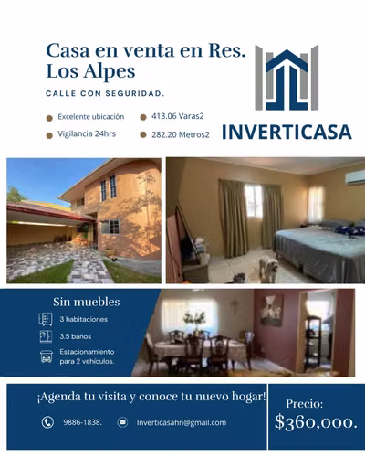 Se Vende Casa amplia en Residencial Los Alpes - San Pedro Sula