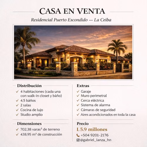 Casa de Esquina en Venta en Residencial Puerto Escondido – 4 Habitaciones - Imagen 6