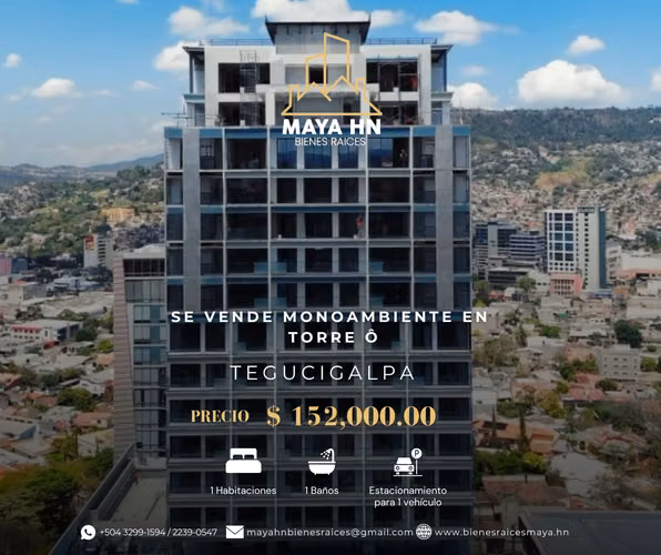 Se vende monoambiente en torre Ô - Tegucigalpa