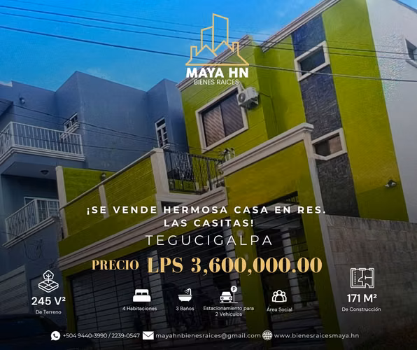 Se vende casa en Residencial Las Casitas, Tegucigalpa