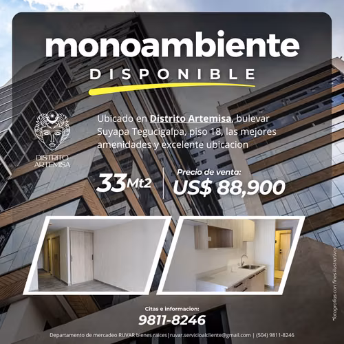 Monoambience Available in Artemisa Tegucigalpa District