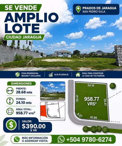 LARGE LAND IS SOLD IN CITY GARDENAGUA SAN PEDRO SULA