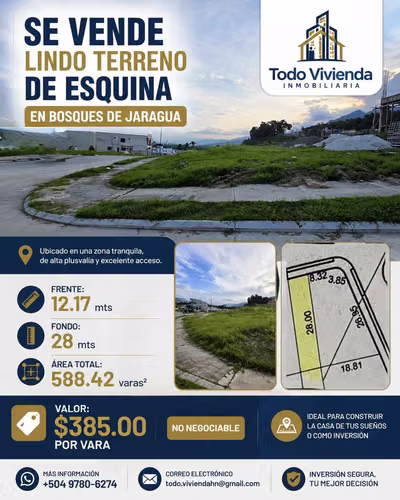 SE VENDE TERRENO EN CIUDAD JARAGUA SAN PEDRO SULA