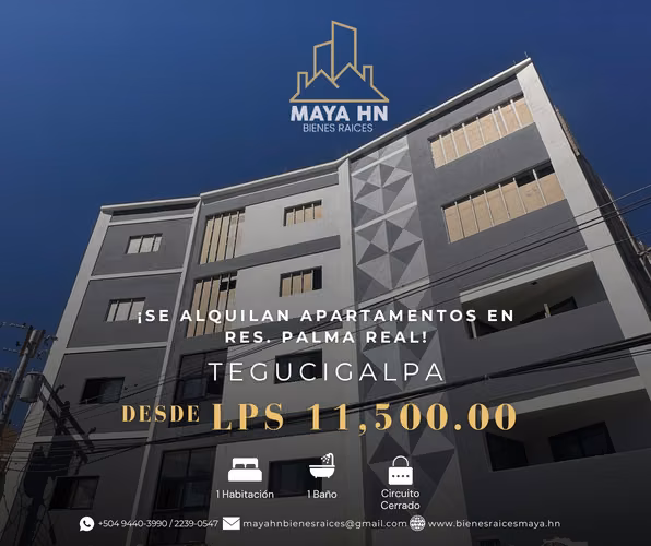 ¡Se alquilan apartamentos en Res. Palma Real, Tegucigalpa!