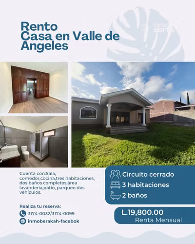 RENTO CASA UBICADA EN VALLE DE ANGELES CIRCUITO CERRADO
