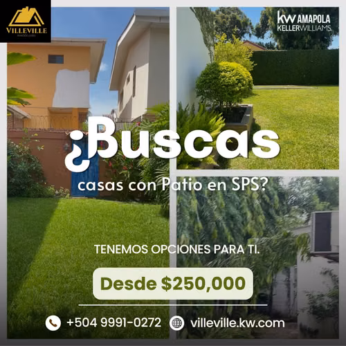  ¿Buscas una casa con patio en San Pedro Sula?