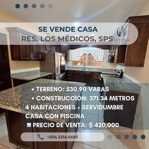 Se Vende Casa en Residencial Los Médicos San Pedro Sula