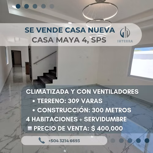 Se Venden Casas Nuevas y Full Climatizadas en Res. Casa Maya 4 San Pedro Sula