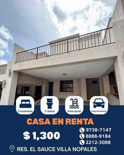 ¡HERMOSA VIVIENDA AMUEBLADA EN ALQUILER! RES. EL SAUCE VILLA NOPALES