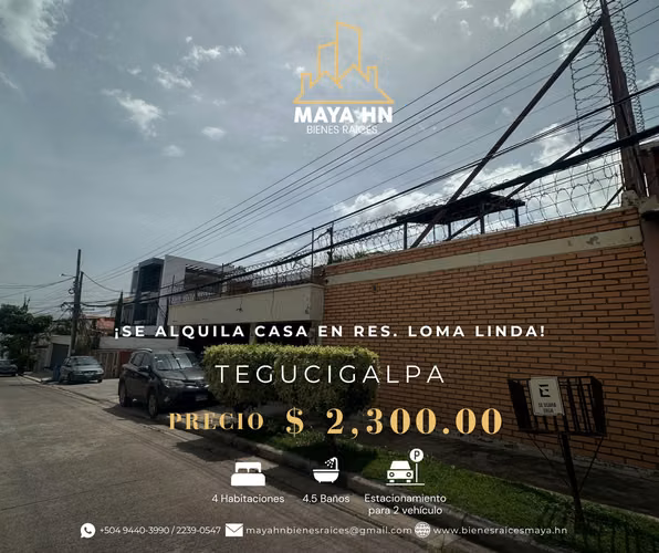 Se alquila casa en Res. Loma Linda, Tegucigalpa