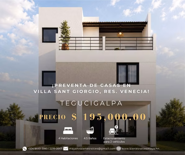 ¡Preventa de casas en Vila Sant Giorgio, Res. Venecia – Tegucigalpa!