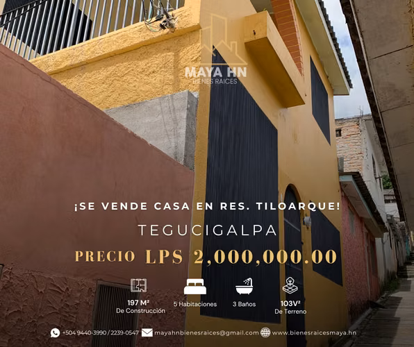 ¡Se vende casa en Res. Tiloarque -Tegucigalpa!