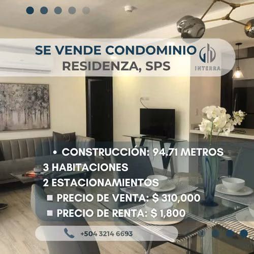Se Vende Condominio en Residenza Bo. Rio de Piedras, San Pedro Sula - Imagen 1