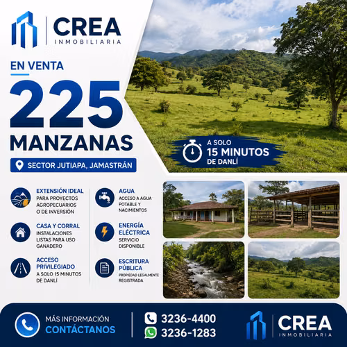 225 MANZANAS — JUTIAPA, JAMASTRÁN   225 MANZANAS FOR SALE