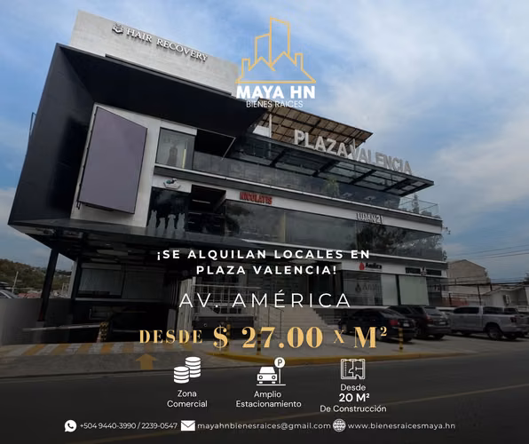 ¡Se alquilan locales comerciales en Plaza Valencia – Tegucigalpa!