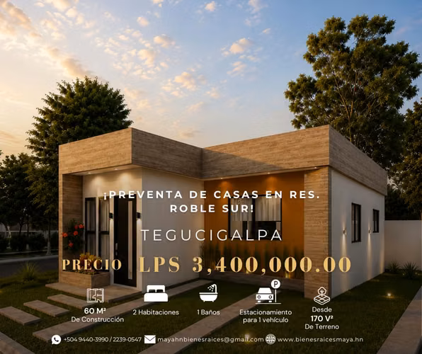 ¡Preventa de casas en Residencial Roble Sur – Tegucigalpa!