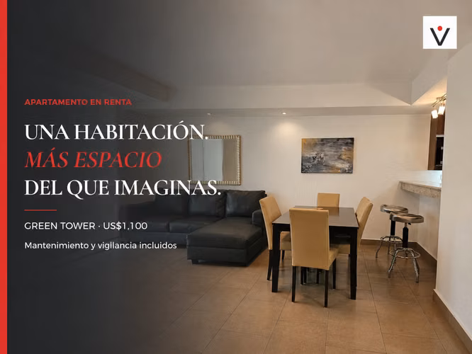 Apartamento de 1 habitación en Green Tower | Mantenimiento incluido