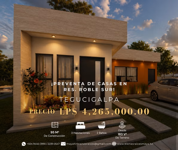 ¡Preventa de casas en Residencial Roble Sur – Tegucigalpa!