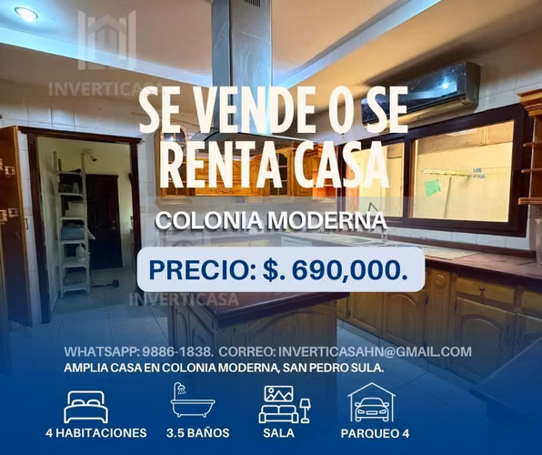 Se vende o Se Renta Casa en Colonia moderna