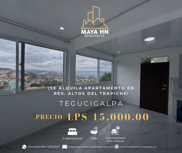 ¡Se alquila apartamento en Res. Altos del Trapiche, Tegucigalpa!