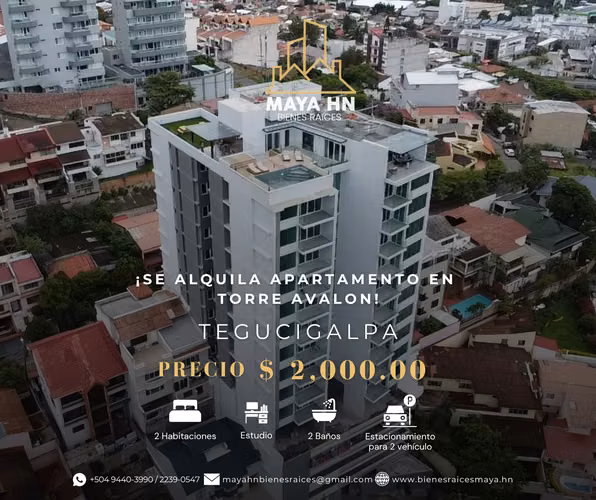 ¡Se alquila apartamento en Torre Avalon, Tegucigalpa!