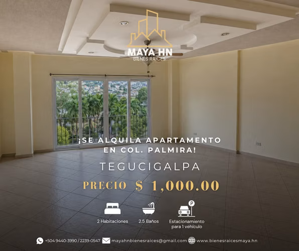 ¡Se alquila apartamento en Palmira, Tegucigalpa!
