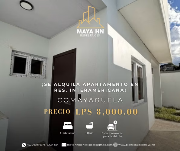 ¡Se alquila apartamento en Res. Interamericana, Comayagüela!