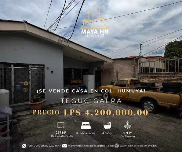  ¡Se vende casa en Col. Humuya, Tegucigalpa!