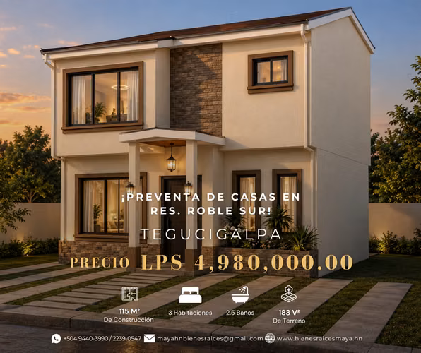 ¡Preventa de casas en Residencial Roble Sur – Tegucigalpa!