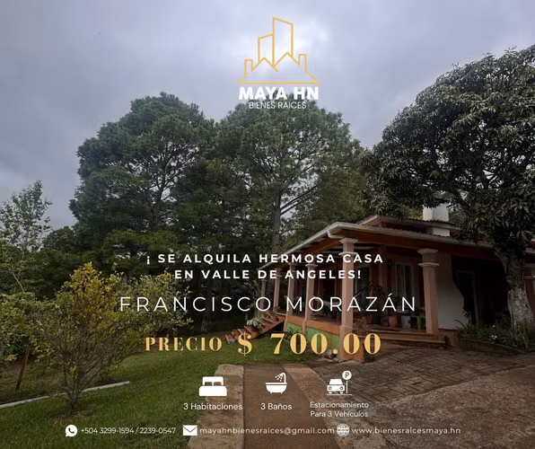 ¡Se alquila casa hermosa casa en Valle de Angeles!