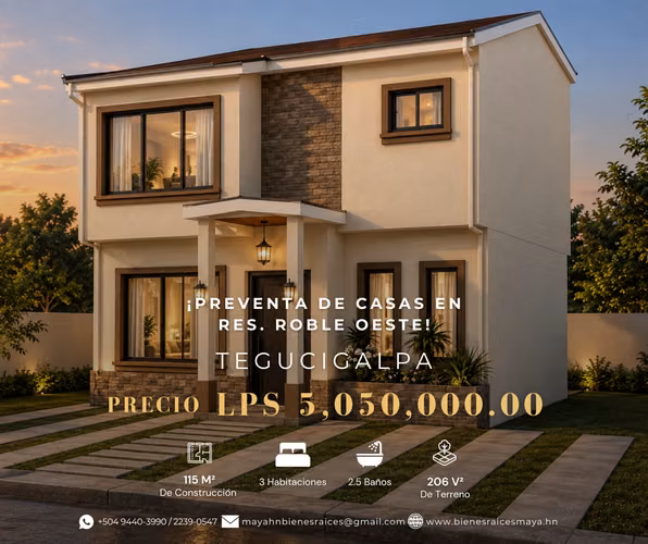 ¡Preventa de casas en Residencial Roble Oeste – Tegucigalpa!